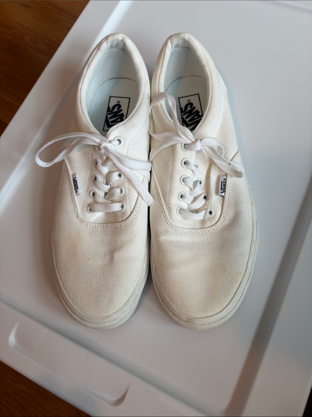 Vans White Canvas Low-Top Sneakers